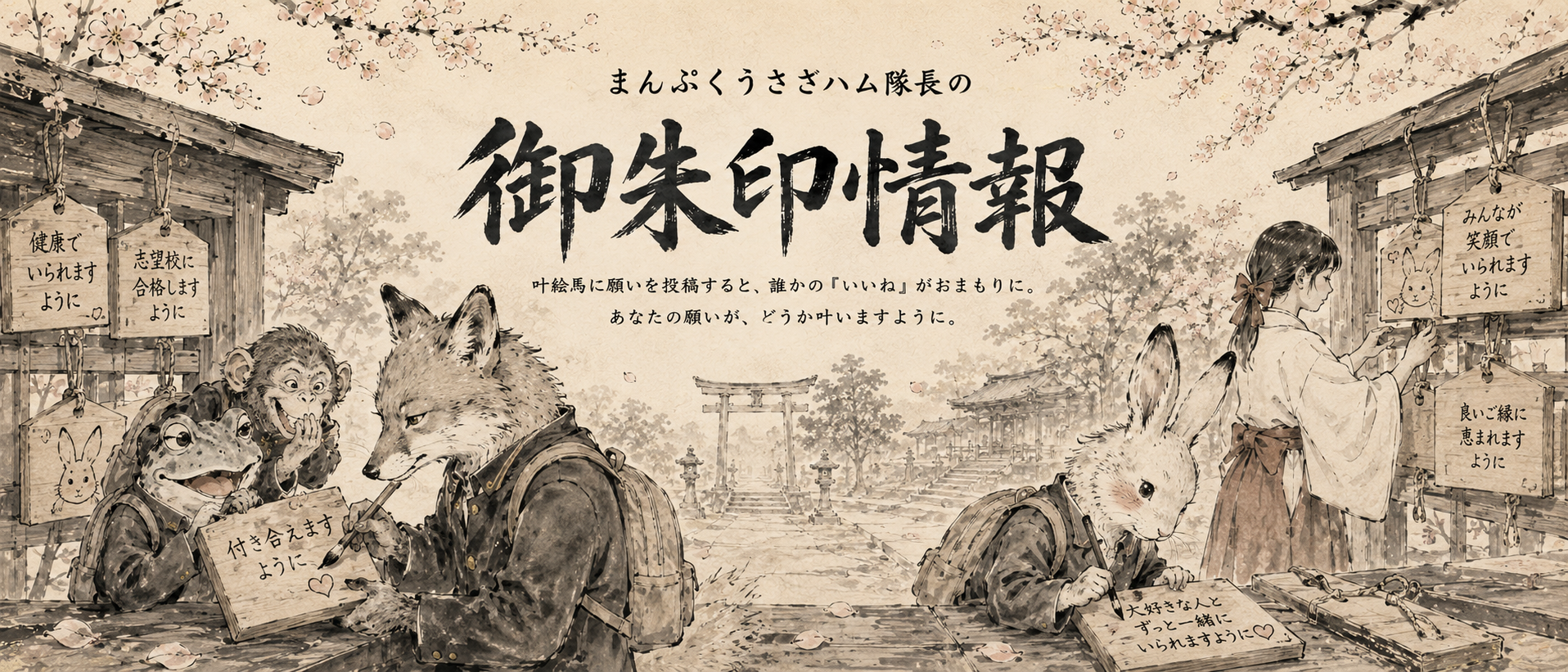 まんぷくうさハム神社の開運ヘッダー