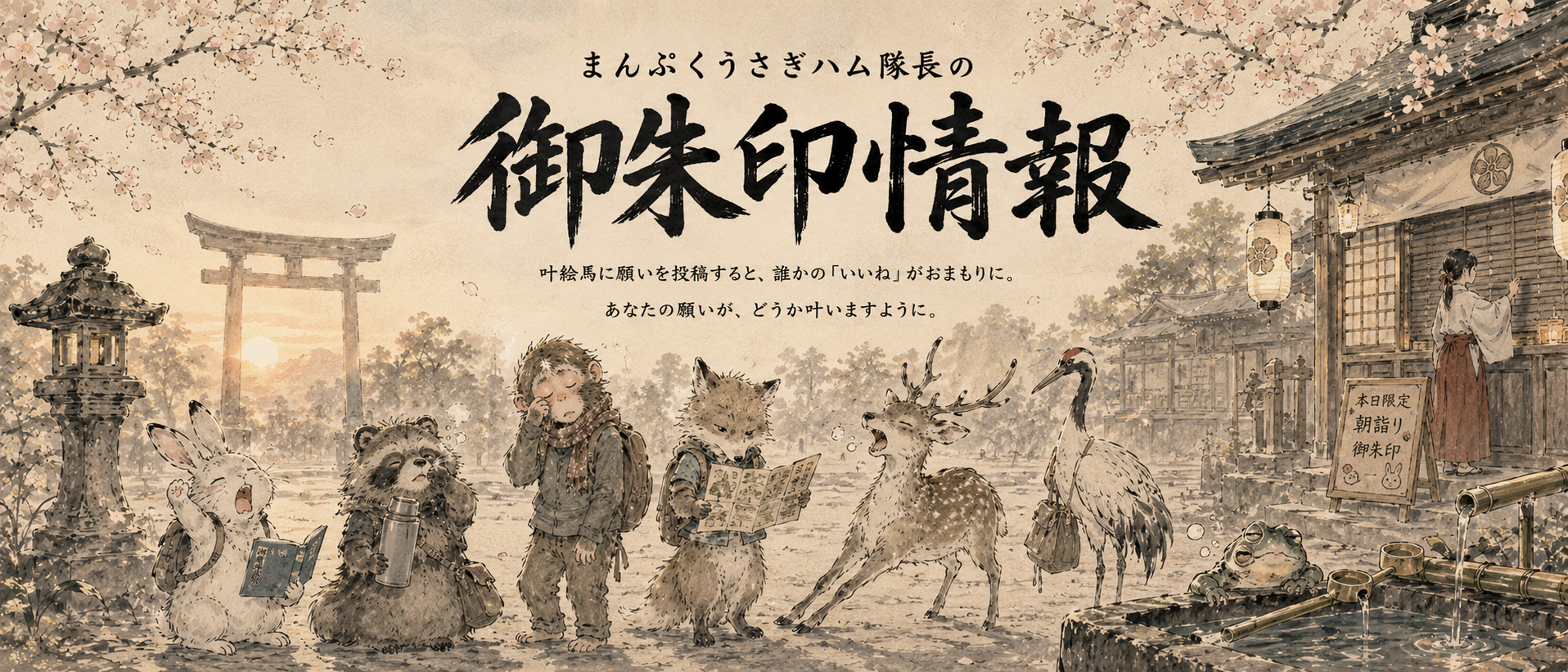まんぷくうさハム神社の開運ヘッダー